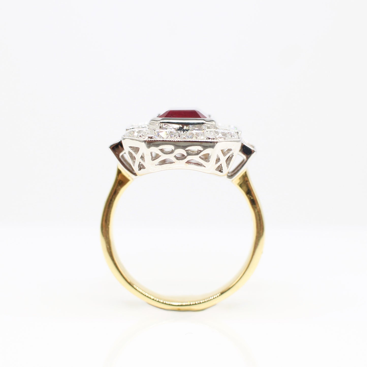 18K RUBY & DIAMOND HALO RING