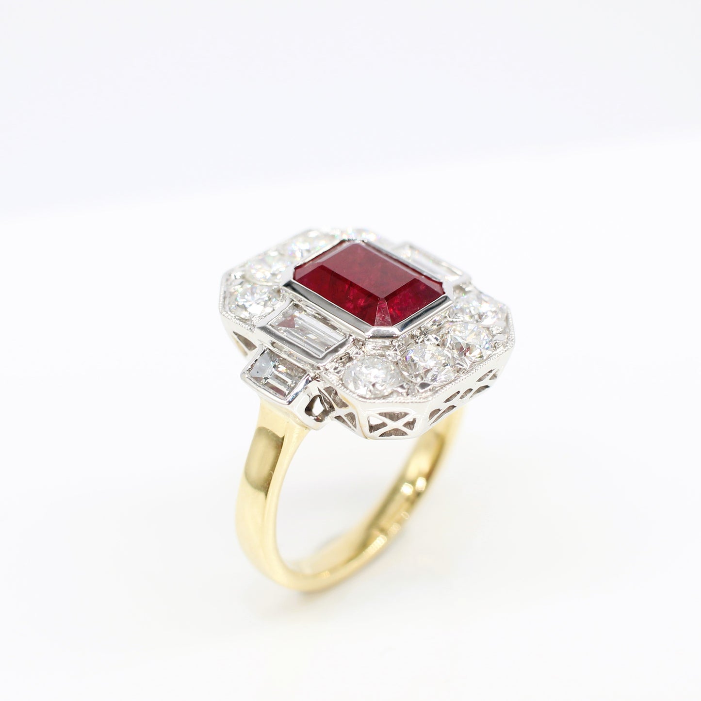 18K RUBY & DIAMOND HALO RING