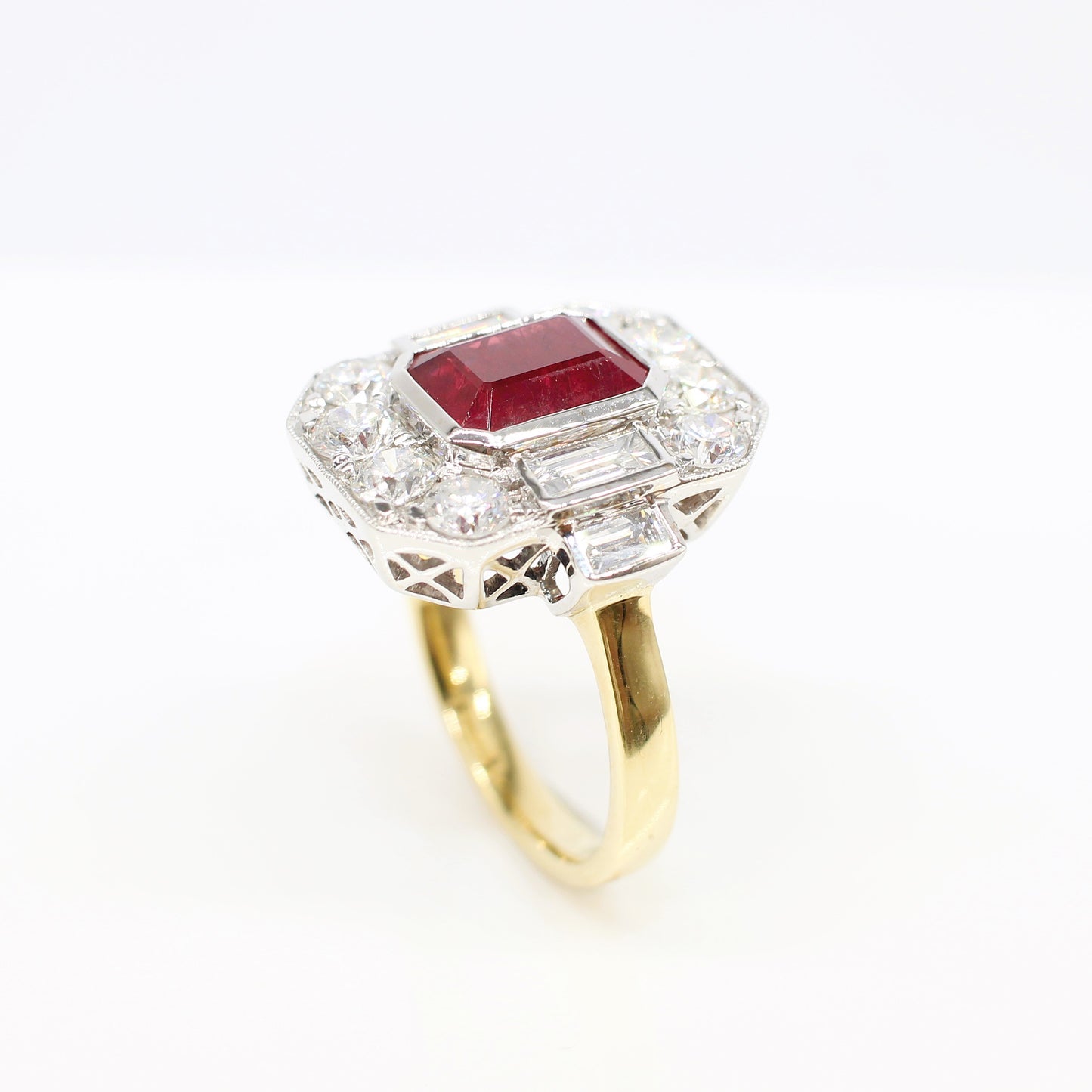 18K RUBY & DIAMOND HALO RING