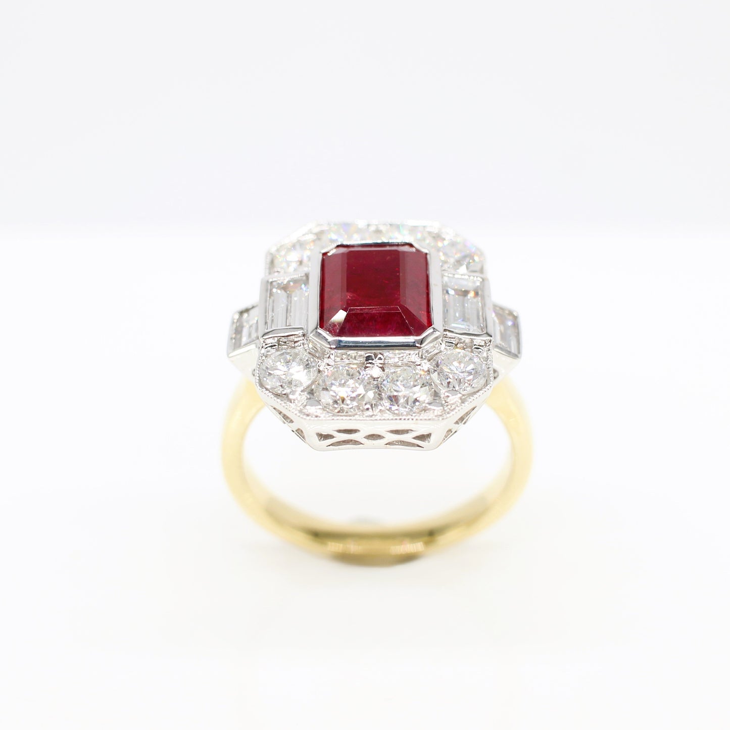 18K RUBY & DIAMOND HALO RING