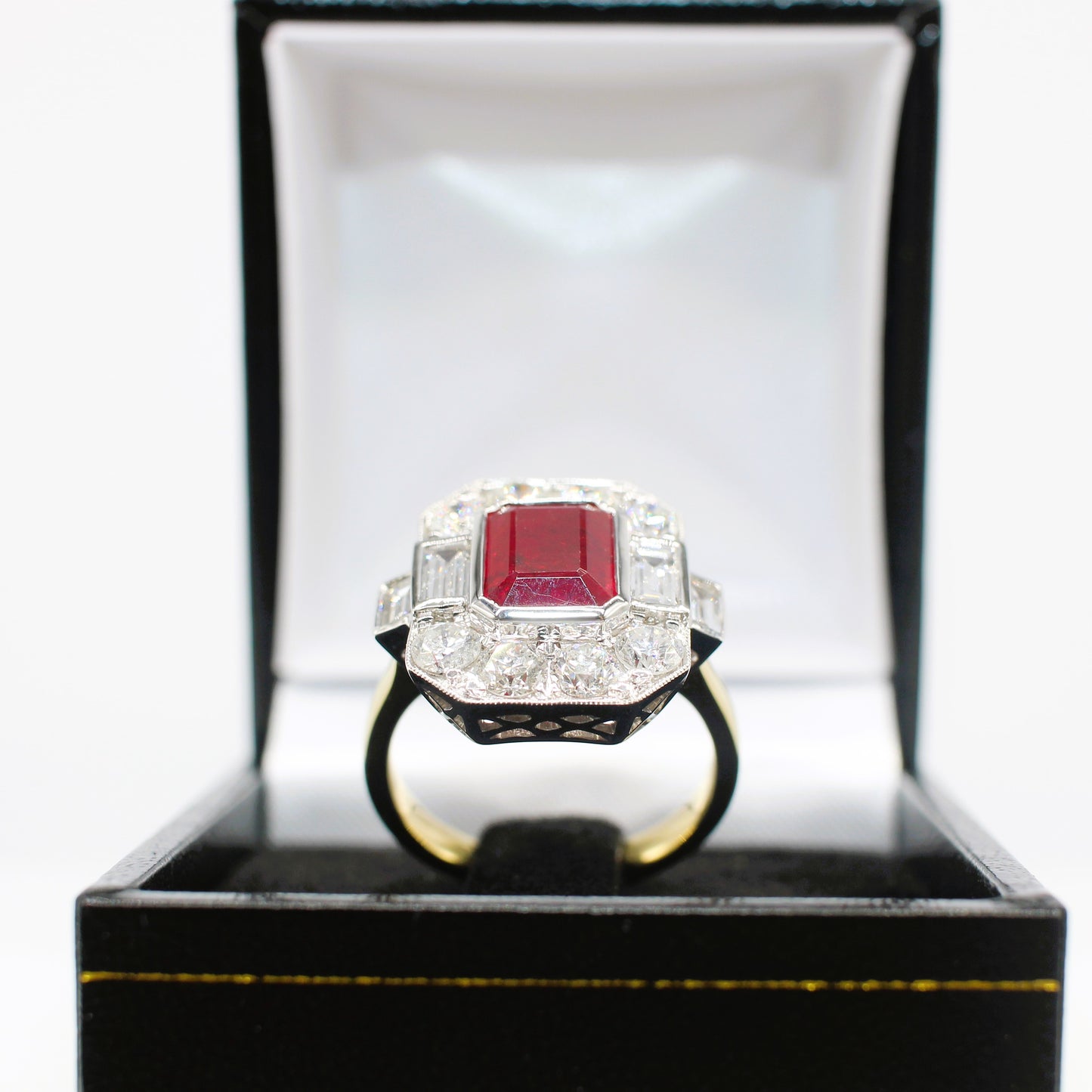 18K RUBY & DIAMOND HALO RING