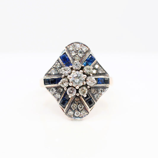 8K ROSE GOLD SAPPHIRE & DIAMOND RING