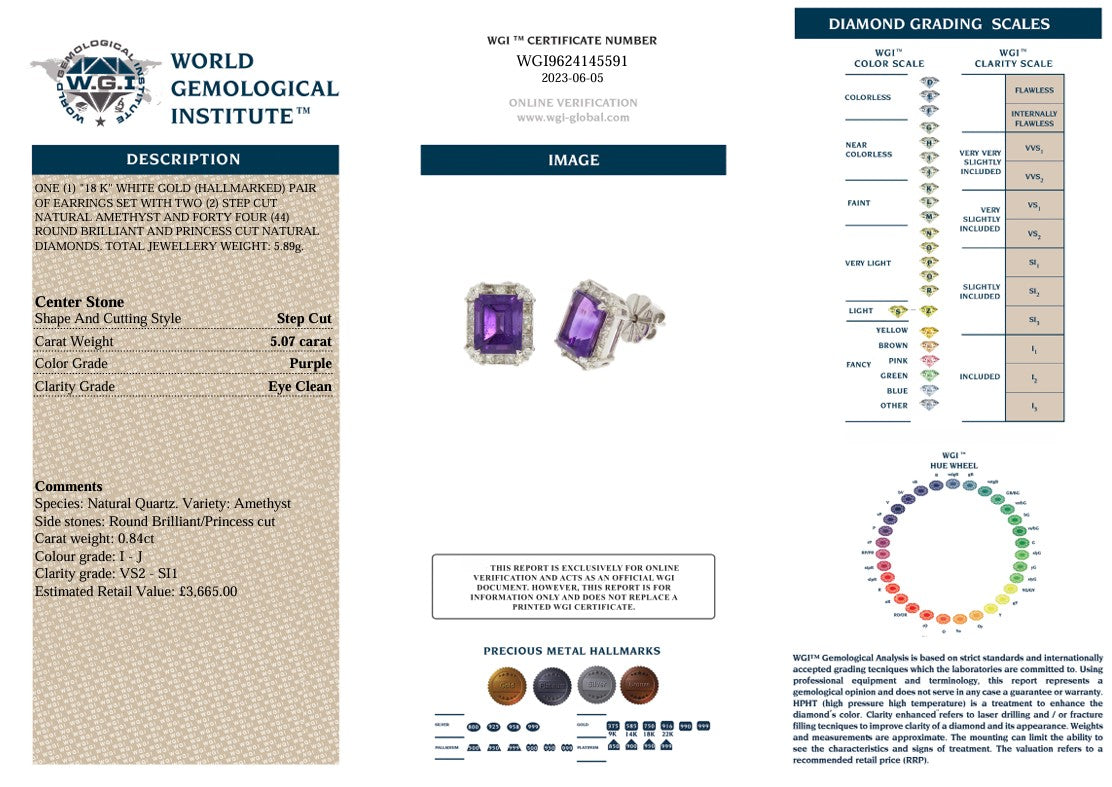 18K AMETHYST & DIAMOND HALO EAR STUDS
