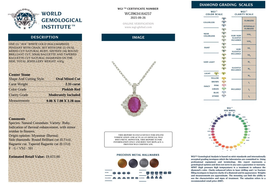 18K RUBY & DIAMOND PENDANT NECKLACE