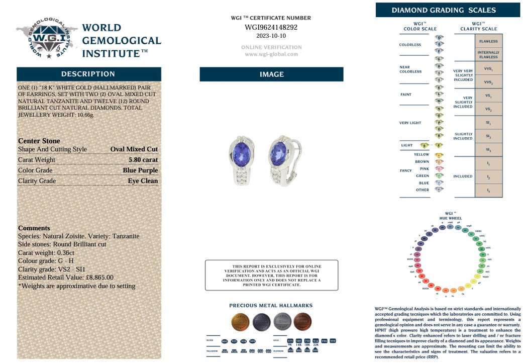 18K TANZANITE & DIAMOND EARRINGS