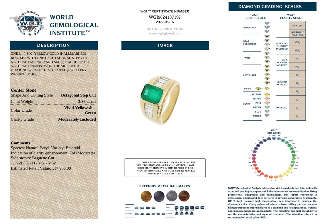 18K EMERALD & DIAMOND RING