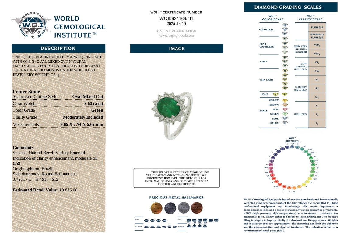 PLATINUM EMERALD & DIAMOND RING