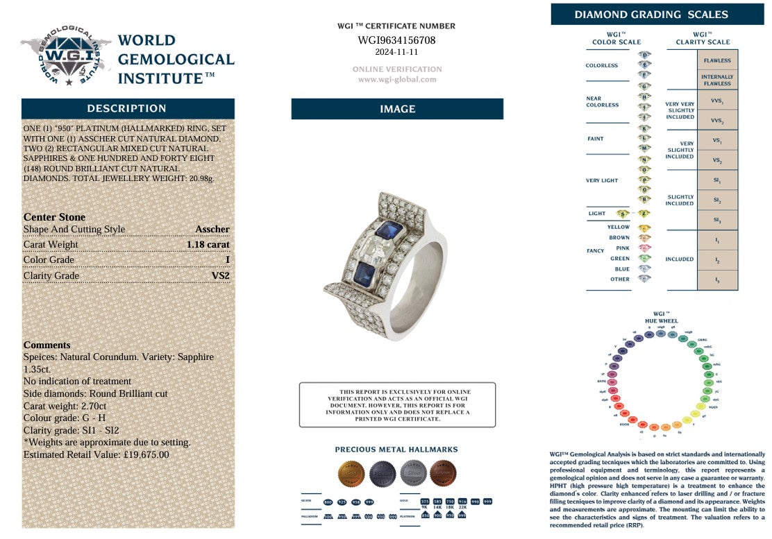 PLATINUM DIAMOND & SAPPHIRE RING