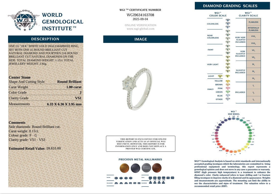 18K 1.17CT DIAMOND SOLITAIRE RING