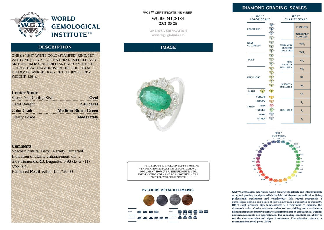 18K EMERALD & DIAMOND RING