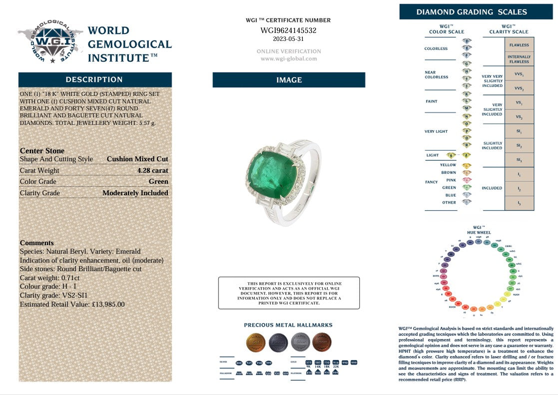 18K EMERALD & DIAMOND HALO RING