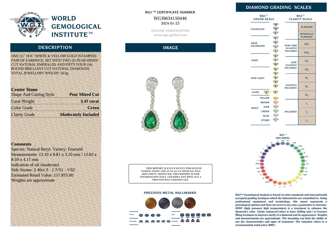 18K EMERALD & DIAMOND DROP EARRINGS