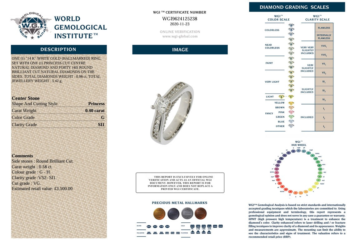 14K WHITE GOLD & DIAMOND RING