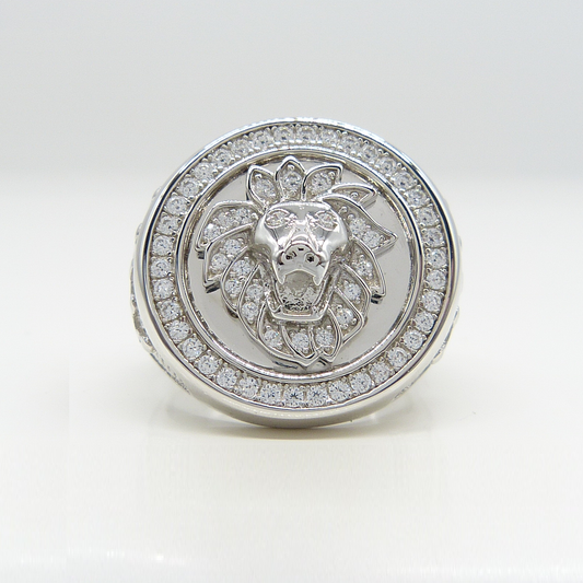 SILVER LION RING