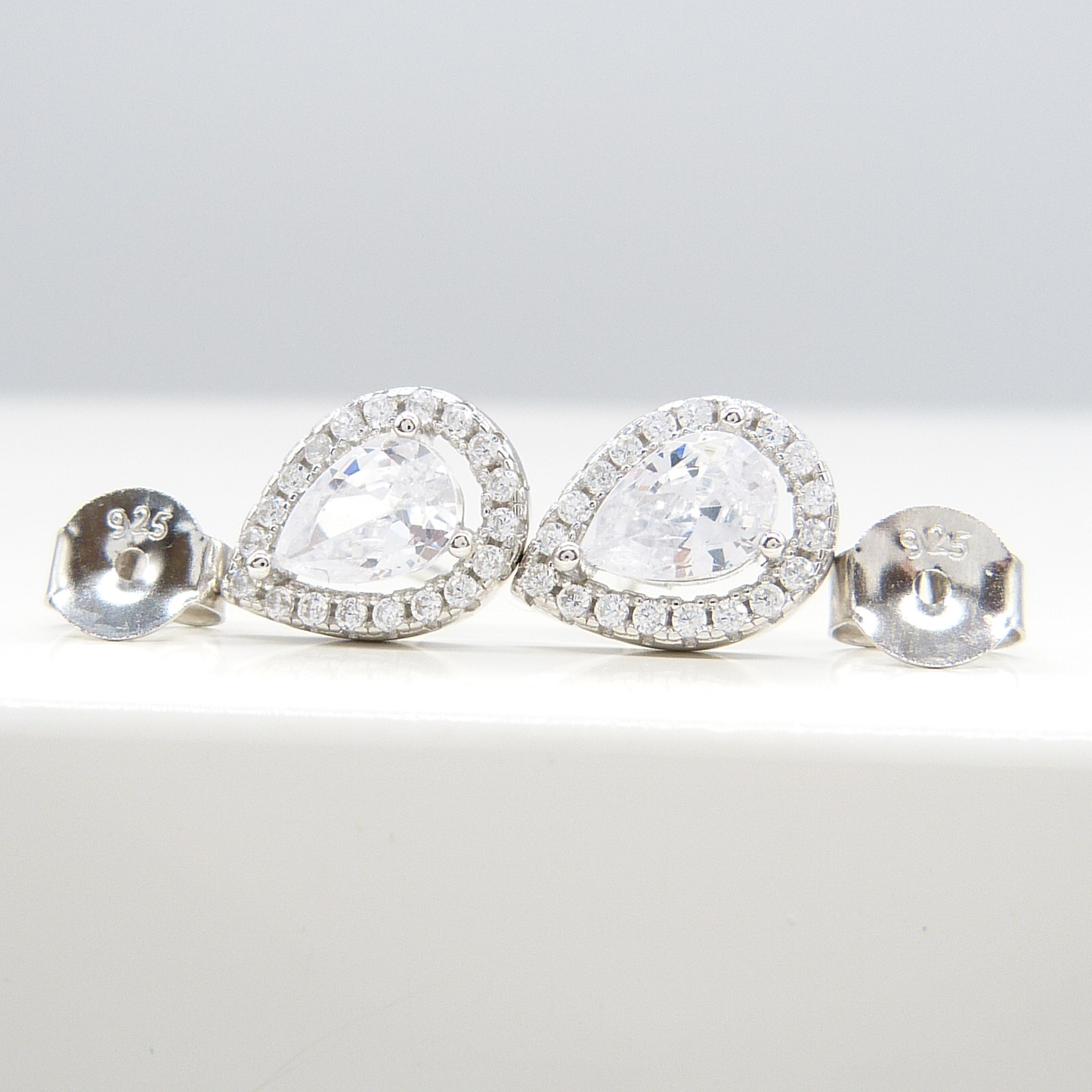 SILVER PEAR-SHAPED STUDS