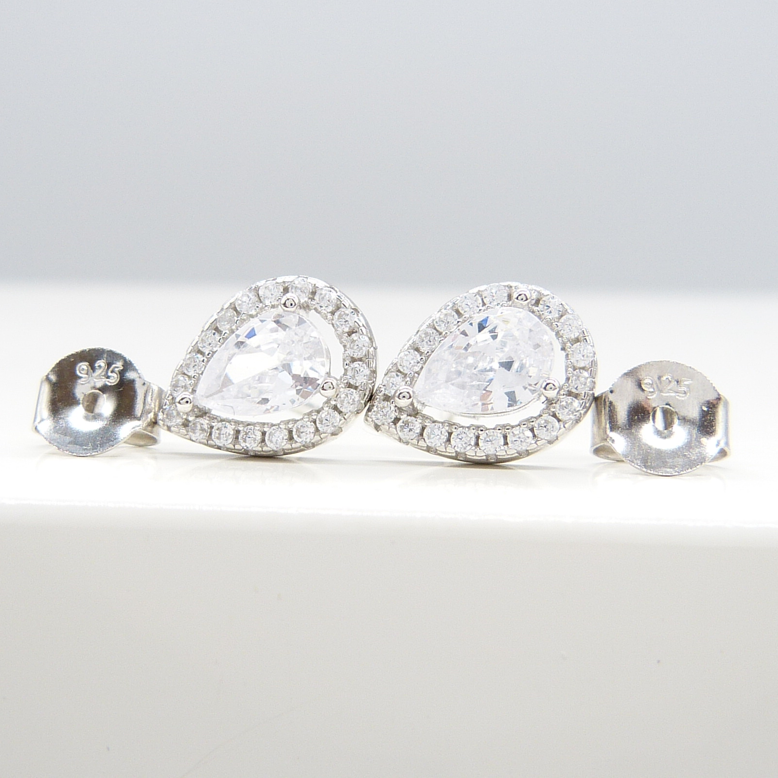 SILVER PEAR-SHAPED STUDS