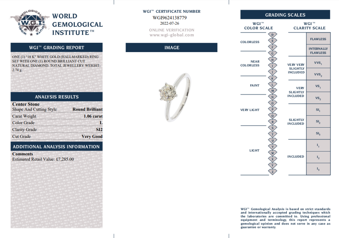 18K WHITE GOLD DIAMOND SOLIATIRE RING